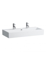 Laufen Living City kerámia mosdó csiszolt alsó felülettel 100x46 cm kettő csaplyukkal és túlfolyóval, fehér H8184380001071