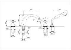 Bugnatese Lady 981 - peremre szerelt 4 üléses kádcsaptelep