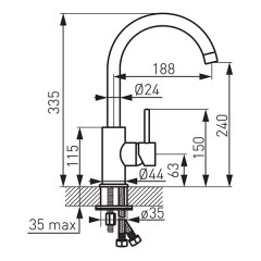 Ferro Lugio Black BLG4BL - konyhai csaptelep
