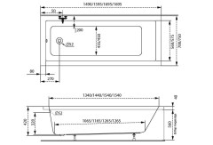 M-Acryl Sandra Egyenes kád 150 x 70 cm