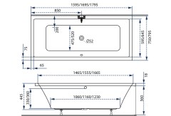 M-Acryl Sabina Slim Egyenes kád 160 x 75 cm