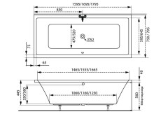 M-Acryl Sabina Egyenes kád 170 x 75 cm