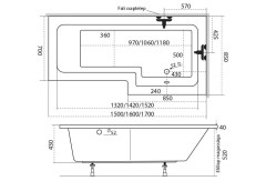 M-Acryl Linea Aszimmetrikus kád 160 x 70 cm
