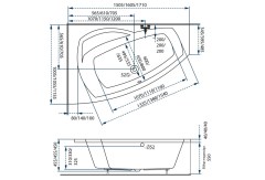 M-Acryl Claudia Aszimmetrikus kád 150 x 100 cm