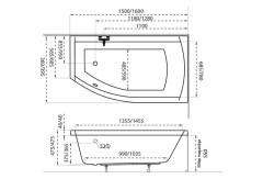 M-Acryl Minima Aszimmetrikus kád 150 x 85 cm