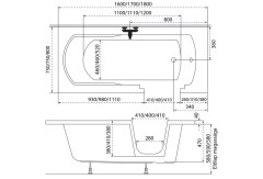 M-Acryl Héra akadálymentesített besétálós kád 140 x 70 cm