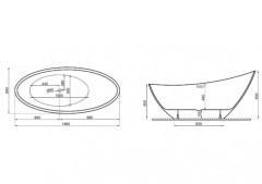 M-Acryl Paradise szabadon álló kád Matt fekete előlappal 180 x 80 cm
