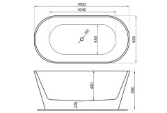 M-Acryl Victory szabadon álló kád Fehér előlappal 160 x 80 cm