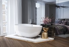 M-Acryl Belle szabadon álló kád Fehér előlappal 170 x 85 cm