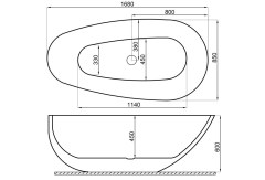 M-Acryl Belle szabadon álló kád Matt Fekete előlappal 170 x 85 cm