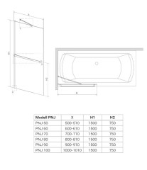 M-Acryl Idea PNJ kádparaván 90 cm