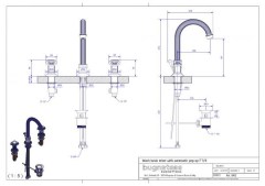Bugnatese Olympia 8412 - álló 3 üléses mosdócsaptelep