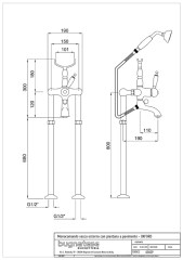 Bugnatese Oxford 6302P - szabadon álló kádcsaptelep kézizuhannyal