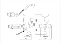 Bugnatese Oxford 6303 - termosztátos kádcsaptelep zuhanyszettel