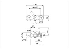 Bugnatese Princeton 803 - kádcsaptelep test 3/4-es csatlakozással kifolyó nélkül