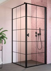 Radaway Nes Black KDJ I Factory 80 J átlátszó szögletes zuhanykabin