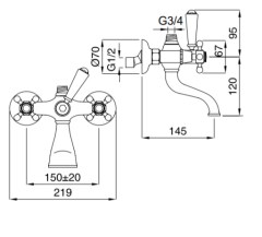 Bugnatese Revival 401 - kádcsaptelep test 3/4-es csatlakozással kifolyóval