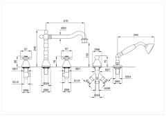 Bugnatese Revival 480 - peremre szerelt 5 üléses kádcsaptelep
