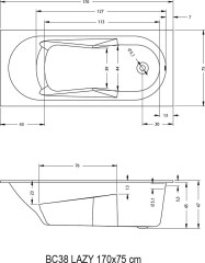 Riho Lazy egyenes kád 170x75 cm