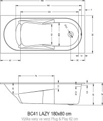 Riho Lazy egyenes kád 180x80 cm