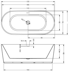 Riho Modesty szabadonálló kád 170x76 cm