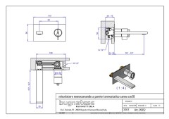 Bugnatese Stone 9352SC - termosztátos fali mosdócsaptelep 15,5 cm kifolyóval klikk-klakk leeresztővel