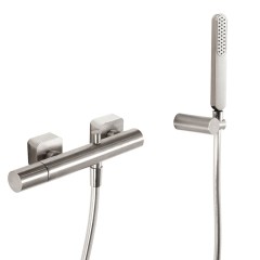 Tres Loft Colors fali zuhany csaptelep, szatén tömlős kézizuhannyal steel  20016701AC