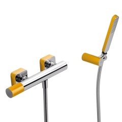 Tres Loft Colors fali zuhany csaptelep, szatén tömlős kézizuhannyal amber-chrome  20016701AM