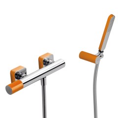 Tres Loft Colors fali zuhany csaptelep, szatén tömlős kézizuhannyal orange-chrome  20016701NA