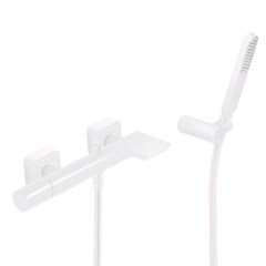 Tres Loft Colors fali kádtöltő és zuhany csaptelep, szatén tömlős kézizuhannyal matt fehér 20017001BM