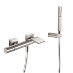 Tres Loft Colors fali kádtöltő és zuhany csaptelep, szatén tömlős kézizuhannyal steel  20017001AC