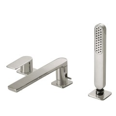 Tres Loft Colors peremre szerelhető kádtöltő és zuhany csaptelep, kihúzható zuhanyfejjel, steel 20016201AC