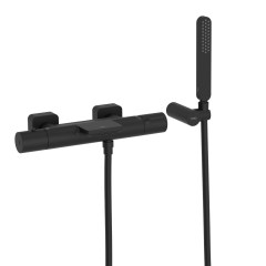 Tres Loft Colors fali termosztátos zuhany csaptelep, cascade kifolyóval, kézizuhannyal, matt fekete  20017409NM