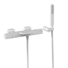 Tres Loft Colors fali termosztátos zuhany csaptelep, cascade kifolyóval, kézizuhannyal, matt fehér 20017409BM