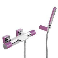 Tres Loft Colors fali termosztátos zuhany csaptelep, cascade kifolyóval, kézizuhannyal, purple-chrome 20017409VI