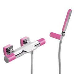 Tres Loft Colors fali termosztátos zuhany csaptelep, cascade kifolyóval, kézizuhannyal, fuchsia-chrome 20017409FU