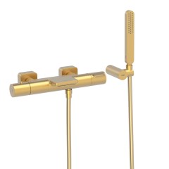 Tres Loft Colors fali termosztátos zuhany csaptelep, cascade kifolyóval, kézizuhannyal, matt arany 20017409OM