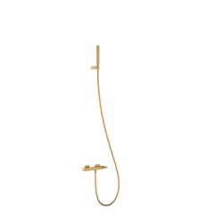 Tres Slim Exclusive vízkőmentes,kádtöltő és zuhany csaptelep, szatén tömlős kézizuhannyal, matt arany 20217001OM