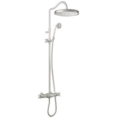 Tres Casic fali termosztátos zuhany csaptelep, kézizuhannyal és esőztetővel, steel 24219502AC