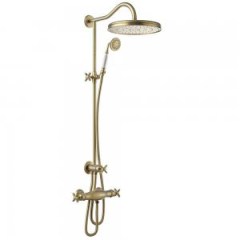 Tres Casic fali termosztátos zuhany csaptelep, kézizuhannyal és esőztetővel, matt bronz 24219501LM
