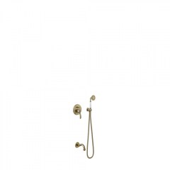 Tres Clasic falba süllyesztett kádtöltő csaptelep, fali kifolyóval és kézizuhannyal matt bronz 24218005LM