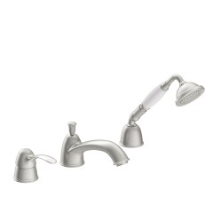 Tres Clasic peremre szerelhető, 3 üléses kád csaptelep, kihúzható kézizuhannyal steel 24214501AC