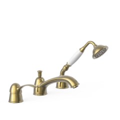 Tres Clasic peremre szerelhető, 3 üléses kád csaptelep, kihúzható kézizuhannyal bronz 24214501LV