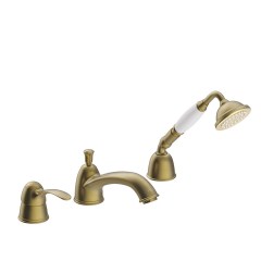 Tres Clasic peremre szerelhető, 3 üléses kád csaptelep, kihúzható kézizuhannyal matt bronz 24214501LM