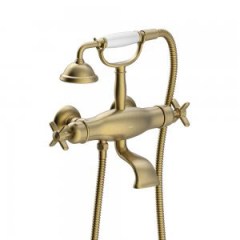 Tres Clasic fali termosztátos kád csaptelep, kézizuhannyal matt bronz 24217609LM