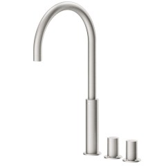 Tres Project-Tres peremre szerelhető, magasított, háromüléses mosdó csaptelep steel 06110502AC