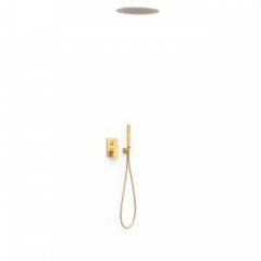 Tres Project-Tres falba süllyesztett  zuhany csaptelep, kézizuhannyal és esőztetővel matt arany 21128006OM