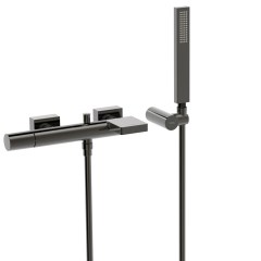 Tres Project-Tres fali egykaros kádtöltő csaptelep, kézizuhannyal metallic black  21117001KM