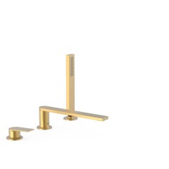 Tres Project-Tres peremre ültethető kádtöltő csaptelep, kézizuhannyal, (kifolyó 230 mm) matt arany   21116103OM