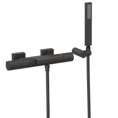 Tres Project-Tres fali termosztátos  kád csaptelep, kézizuhannyal matt fekete  21117409NM